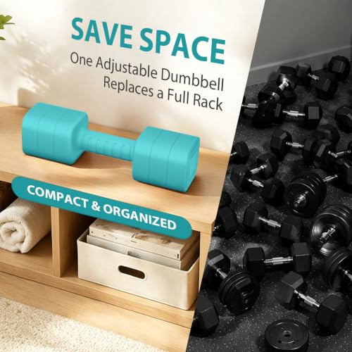 Poudee Mint Green 20LB Adjustable Dumbbell Set - 3-in-1 Home Gym Weights for Men Women