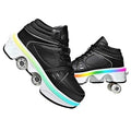Roller Skates for Women Men Outdoor,2 in1 Parkour Shoes with Wheels for Girls/Boys,Double Row Deform Kick Roller Shoes Retractable Adults/Kids,Quad Roller Skates,Skating Shoes Recreation Sneakers