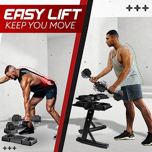 Yes4All Adjustable Dumbbell Stand - 160 lb Capacity, Spotter & Weight Rack with Strap