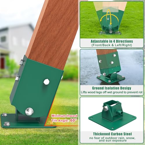 Heavy Duty A-Frame Swing Set Middle & Leveling Brackets Kit for Wooden Playsets