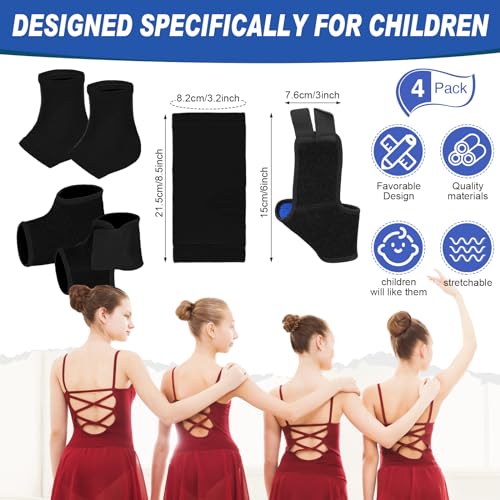 Kids Ankle Brace Set - Compression Sleeve & Support Sock, Small/Medium, Black