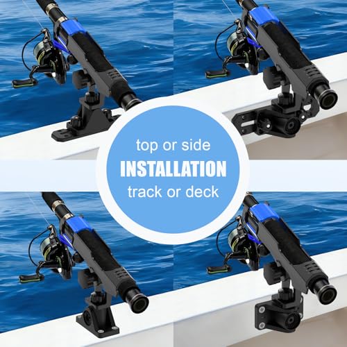 Track Mounted Kayak Rod Holders with Dual-Lock System - 2 Pack with Track