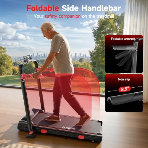 Black Foldable Incline Walking Pad Treadmill with Handles - 16% Max Incline, 6.2 MPH