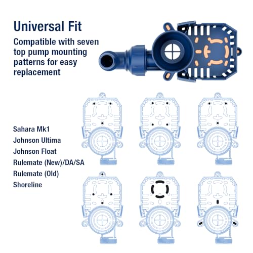 Attwood Sahara MK2 S500 12V Automatic Bilge Pump 500 GPH with Fittings - Replacement for 4505-7