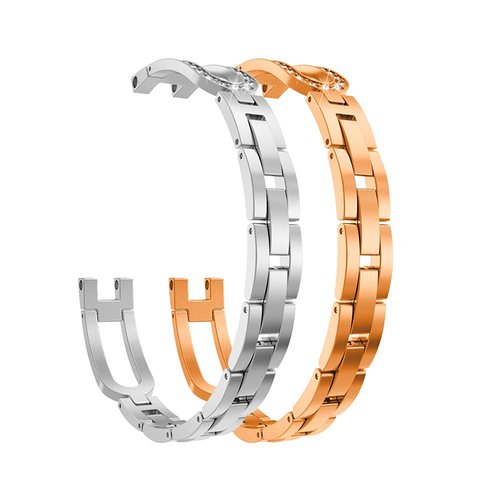 C2D JOY Stainless Steel Straps Compatible with Lily Smartwatch Replacement Band for Women Accessories U-style Dressy Wristband - Rose Gold
