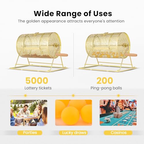 Medium Brass Plated Raffle Drum - Holds 5000 Tickets, 16 x 12 Inches