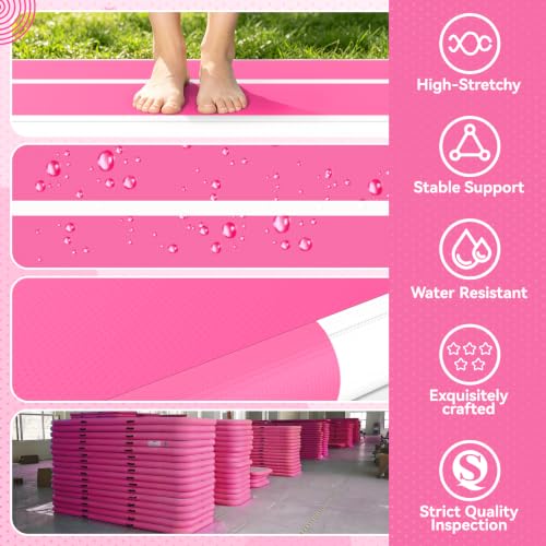 Inflatable Gymnastics Training Mat - 10ft x 3.3ft x 4in Rose Air Track for Home & Gym