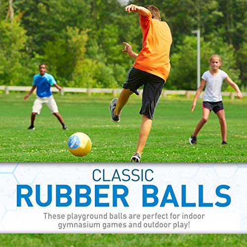 Kids Playground Balls Set — 6 Assorted Rubber Kickballs with Carry Bag, 8.5 Inch