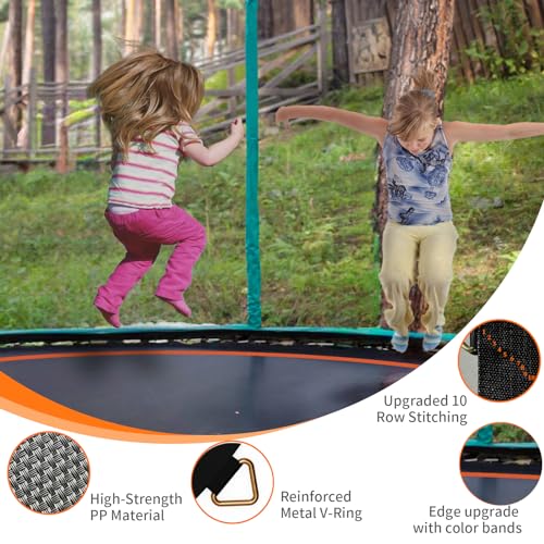 Doyuee 12.56ft Diameter Replacement Trampoline Mat for 14ft Frame with 72 Rings, Fits 5.3-5.7 Inch Springs (Excludes Springs & Frame)