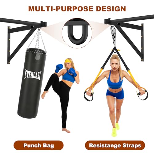 Wall Mounted Pull Up Bar with Adjustable Depth & 500LBS Capacity for Home Gym