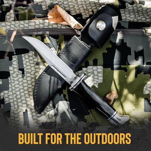 Buck Knives 117 Brahma Fixed Blade Hunting Knife with Sheath, Black/Silver, 8.75"