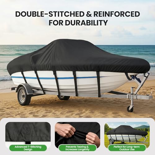 Heavy Duty Waterproof Boat Cover 16-18.5ft - V-Hull, Tri-Hull, Bass & Fishing Boats