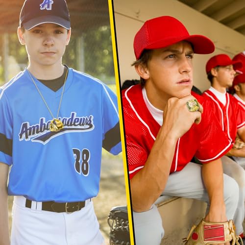 Noxglory 18 Pack Gold Baseball Championship Rings with Necklace – Trophy Award for Winners