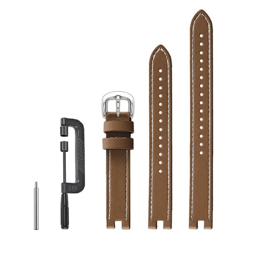 C2D JOY Leather Straps Compatible with Garmin Lily Bands Smartwatch Replacement Watchband for Women Classic Style Accessory with Unique Screwdriver (Brown)