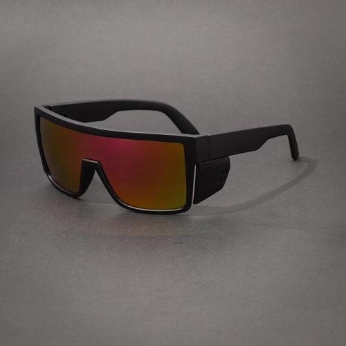 BEASVFE Z87 Mirror Polarized Sports Safety Sunglasses for Men Women Driving Cycling Fishing Wrap Around Sun Glasses UV400 Protection (Matte Black Violet Mirror)