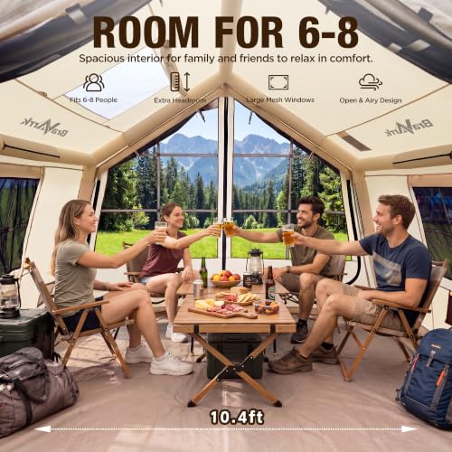 8 Person Inflatable Family Tent with Skylight & Stove Jack - Quick Setup