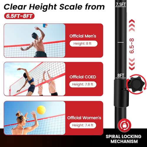 Bearwill 11x8FT Volleyball Practice Net with Adjustable Height & Portable Design