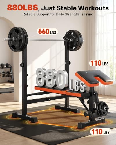 YOLEO All-in-One Weight Bench Set - Starter Edition, Adjustable Home Gym, 880-1980LBS
