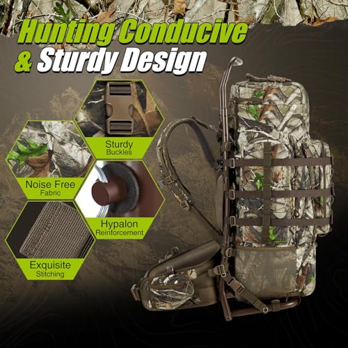 TIDEWE Next Camo G2 Hunting Backpack 90L External Frame Pack for Deer Hunting