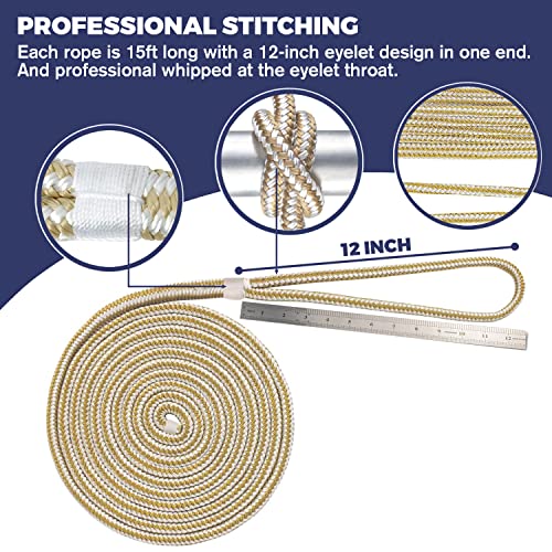 Double Braided Nylon Dock Line - Marine Rope for Boat Mooring & Anchoring