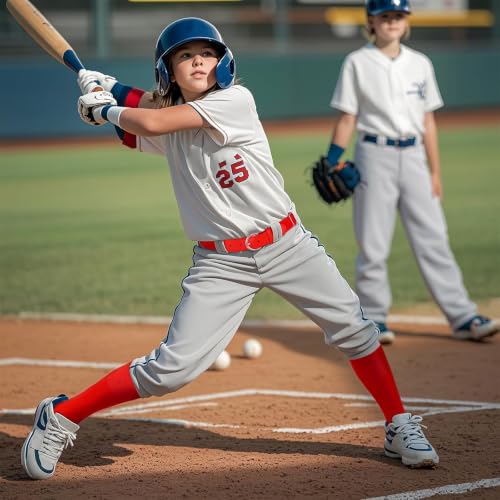 Youth Baseball Belt and Socks Set - Red Toddler Small Combo for Kids & Adults
