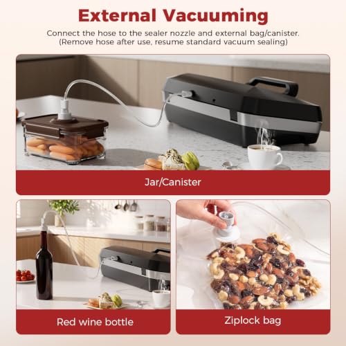 ROUUO Black 230W Vacuum Sealer Machine with 95KPa & Built-in Cutter