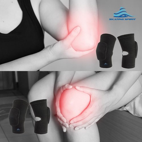 SkatingSpirit Soft Knee Pads Elbow Pads (1 pair) For Dancing Figure Skating Gymnastic, Youth Adult Anti-slip Anti-collision Curved Padding Open Kneepit (L)