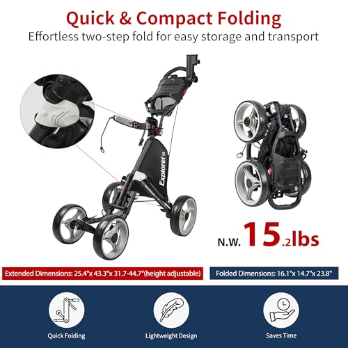 Caddytek Superlite 4 Wheel Golf Push Cart Explorer Dark Grey