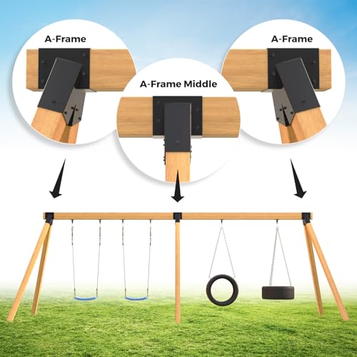 3-Pack A-Frame Swing Set Bracket Kit with 6 Hangers for Outdoor Playgrounds - Black Variation of THIS listing