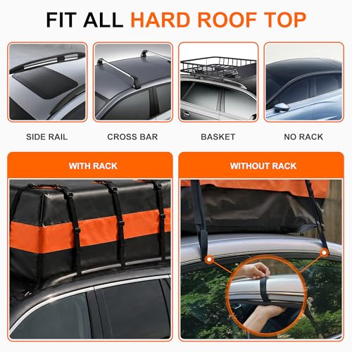 20 Cu Ft Car Rooftop Cargo Carrier Bag - Waterproof, No Rack, Easy Install