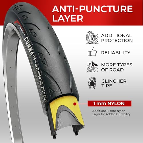 700x25c Road Bike Tire & Inner Tube Set - Foldable, Presta Valve, 120 TPI