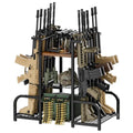 Double-Sided 12-Gun Heavy Duty Metal Gun Rack Floor Stand - Vertical Rifle & Shotgun Storage, Black, Style 02