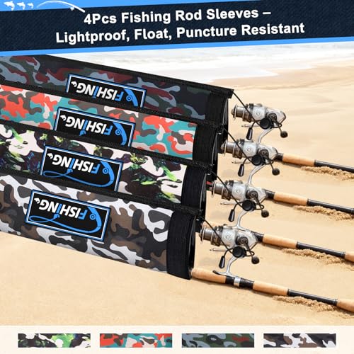 MONYES 8-Piece 65-Inch Neoprene Fishing Rod Sleeves - Protective Cover & Sock Set