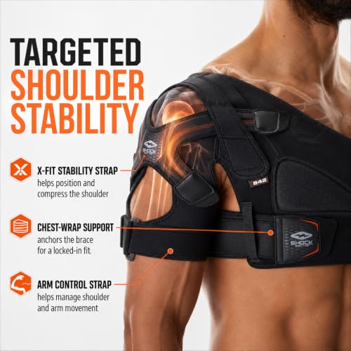 Shock Doctor Shoulder Support Brace for Men & Women, Rotator Cuff Stabilizer, Small/Medium, Black