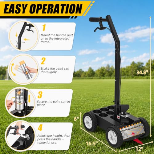 34.8-inch Parking Lot Striping Machine for Lines & Marking, Heavy-Duty, Adjustable Width