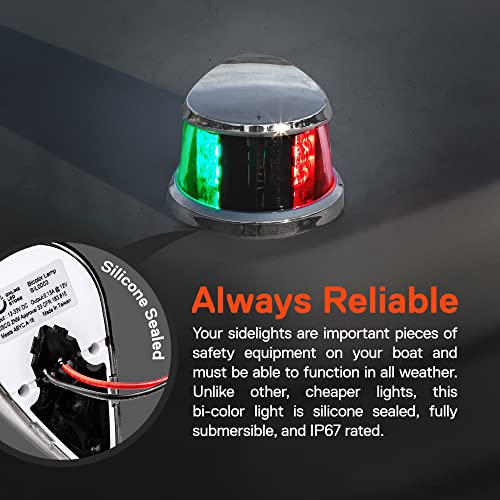 Red Green Bi-Color LED Marine Boat Navigation Light - Waterproof & Approved