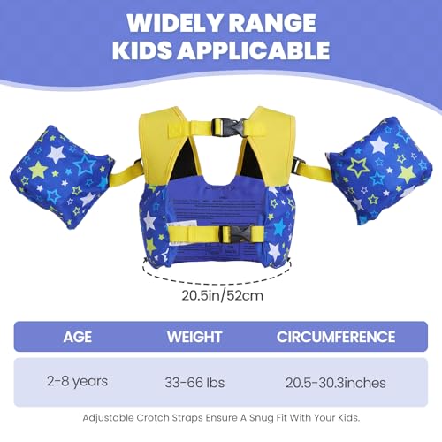 Zeraty 3-in-1 Toddler Kids Swim Vest Pool Floaties - Blue Star, Medium