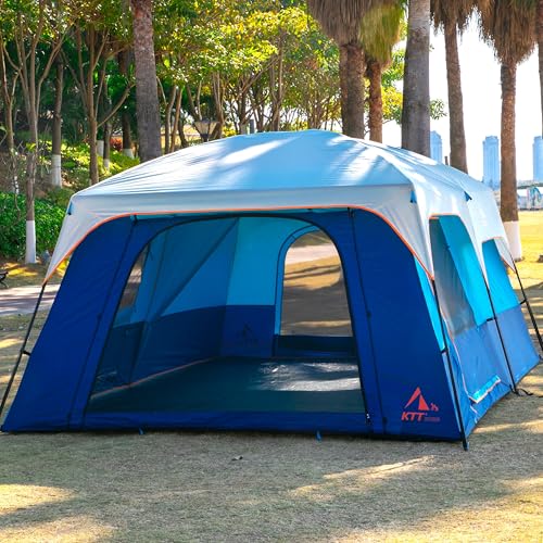 Family Camping Tent 14 Person with 3 Rooms & Doors - Dark Blue