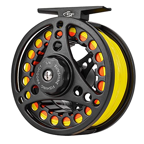 Fly Fishing Reel Combo with Fluorescent Yellow Line Large Arbor 3/4wt 5/6wt 7/8wt