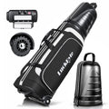 LuckByte Black Golf Travel Bag with Hard Shell, TSA Lock & Wheels
