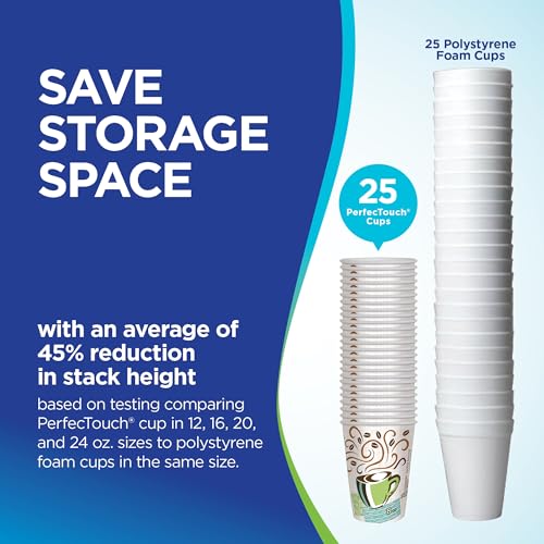 Georgia-Pacific Dixie PerfecTouch 12 oz Insulated Paper Coffee Cups, 1000 Pack