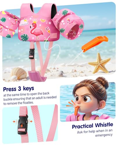 Toddler Swim Vest for 13-33 lbs Pink Adjustable Water Safety Float