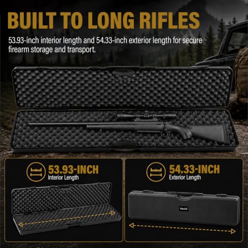53.9-Inch Locking Rifle Storage Case with Foam & Waterproof Seal - Black