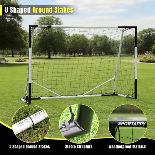 Sportappy Heavy-Duty Metal Soccer Goal Post 3x2.5 to 12x6.5 ft with Weatherproof Net