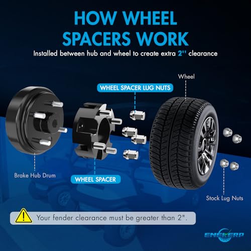 Black 2 Inch Golf Cart Wheel Spacers Kit for EZGO, Club Car, Yamaha — 4PCS