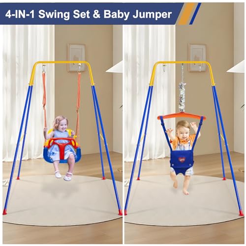 Luxdsgn 2-in-1 Toddler & Baby Swing Set - Blue, Indoor & Outdoor Bouncer for Kids 3-10