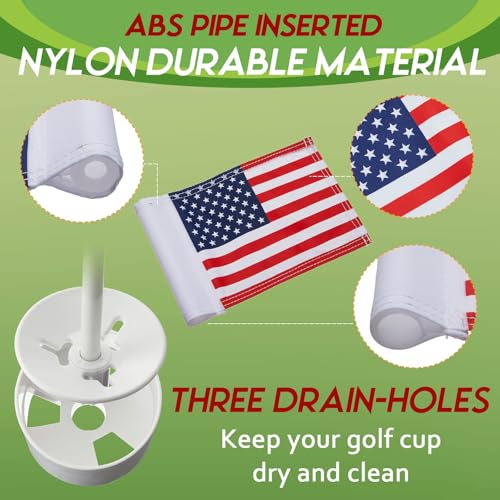 Meooeck 4 Pack Golf Flag Cup Set for Putting Green with American Flags & Portable Flagsticks