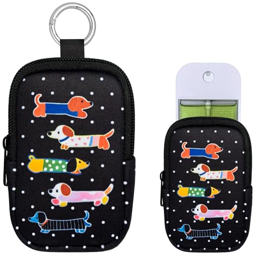 Neoprene Hand Sanitizer Holder with Zipper - Puppies Variation, Shockproof Travel Case