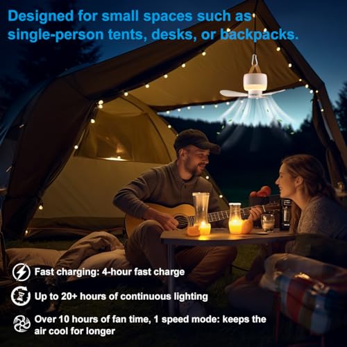 Rechargeable Portable Camping Fan with Light & Remote - Indoor & Outdoor Use