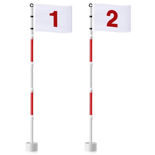 Burbell 2 Pack Golf Flag Stick 6ft Putting Green Flag Golf Hole Cup Pole Pin Numbered Flags for Driving Range Backyard Yard Putting Green and Chipping Greens Gifts